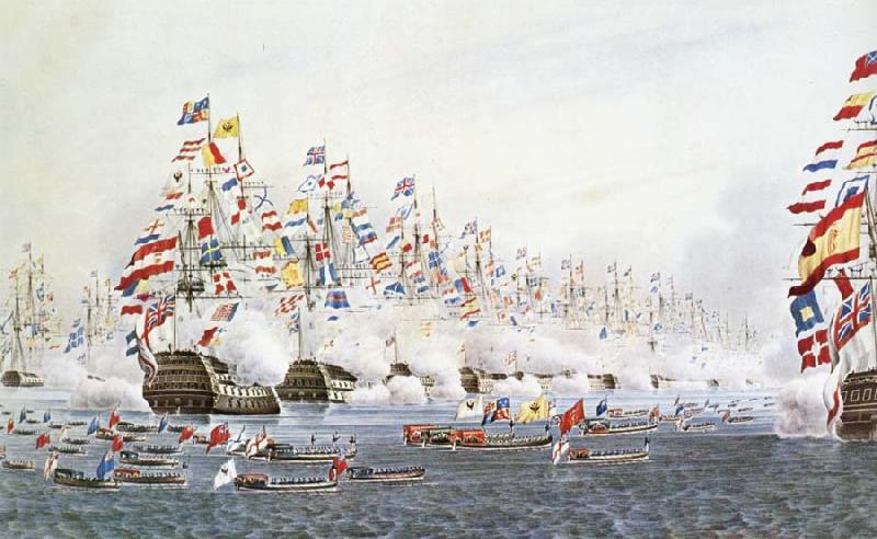 unknow artist Flottparad in Portsmouth the 23 Jun 1814 to remembrance of one besok of the presussiske king ochh the Russian emperor